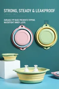 Détails des bassines pliantes en silicone avec trous de suspension et design compact