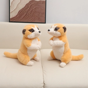 Realistic Meerkat Plush Toy Simulation Stuffed Animal Soft Short Plush Standing Pose Cute Home Decor Gift For Kids Baby
