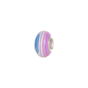 Macro detail of striped resin large hole beads with blue and purple core for bracelets