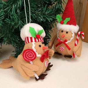 Creative gingerbread bird ornaments with chef hats and candy canes for Christmas trees