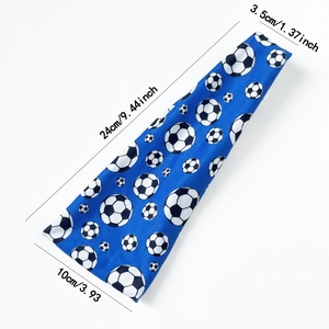 Bandeau de sport bleu motif football avec mesures détaillées 24x10x3,5cm