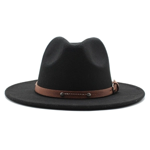Classic Fedora Hat Wide Brim Felt Vintage Jazz Style With Faux Leather Band Rivet Buckle For Men Women