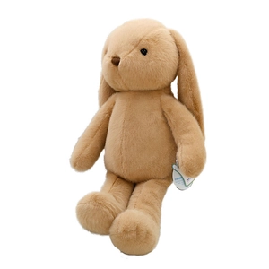 Cute light brown long-eared rabbit plush toy with soft texture for kids birthday gift