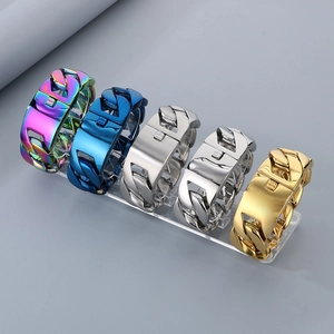 Chunky Cuban Link Necklace And Bracelet Stainless Steel Hip Hop Punk Style Bold High Polish Men Jewelry