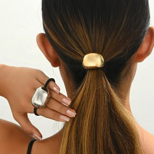 Irregular Metal Heart Shape Elastic Hair Tie High Stretch Minimalist Vintage Ponytail Holder For Women