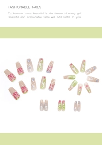 Detail of 24pcs medium coffin press-on nails featuring space-themed glitter and star patterns