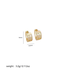 Detailed size chart for 18K gold-plated hoop earrings with sparkling cubic zirconia pavé