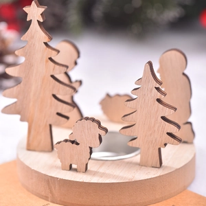 Bougeoir de Noël en bois avec silhouettes de renne et sapin pour décoration de table festive