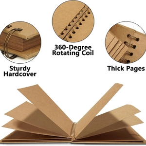 DIY kraft scrapbook with sturdy hardcover, 360-degree spiral coil and thick paper pages