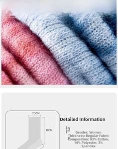 Detail der Tie-Dye-Yogasocken mit Stoffzusammensetzung aus Baumwolle und Maßen