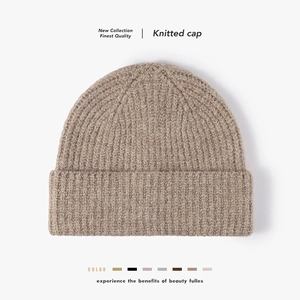 Men Winter Warm Wool Knitted Beanie Hat Thickened Outdoor Windproof Casual Commuting Daily Solid Color Cuffed Watch Cap