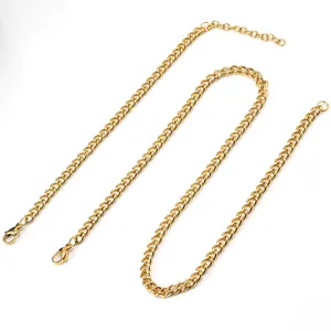 Polished 18K gold stainless steel Cuban link chain necklace with lobster clasp