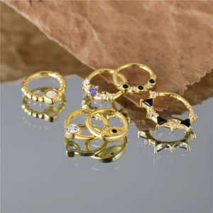 S925 sterling silver gold plated hoop earrings with colorful zircon and evil eye designs