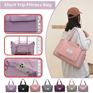 Detail showing expandable storage, trolley sleeve, and back zipper pocket of the backpack