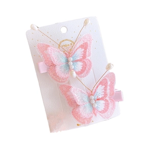 Cute embroidered butterfly hair clips set with pearls for girls and toddler hair styling