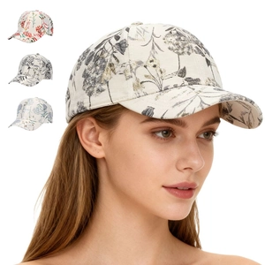 Floral Print Baseball Cap Polyester Jacquard Sun Protection Adjustable Ethnic Style Outdoor Fashion For Women