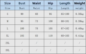 Detailed size chart for sequin blazer and pants set including bust and waist measurements