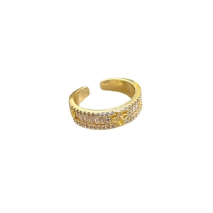 Vergoldeter verstellbarer Ring mit Sterndesign und funkelndem Zirkonia-Besatz