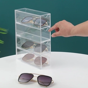 Four-layer acrylic drawer organizer for sunglasses and accessories with dustproof design