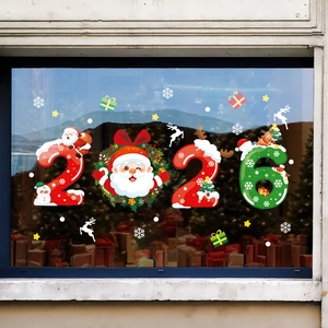 2026 Santa Claus and reindeer Christmas window stickers for festive glass decoration