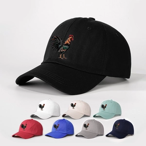 Rooster Embroidery Baseball Cap Polyester Adjustable Sun Protection Outdoor Casual Dad Hat For Women And Men