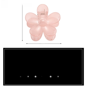 Pink matte flower hair claw clip specifications showing 7.5cm x 7cm dimensions