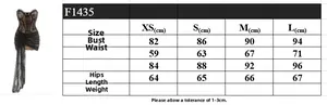 Tableau des tailles pour robe corset en dentelle avec mesures XS S M L en centimètres