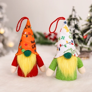 Light-up Grinch Christmas gnome ornaments with Merry Grinchmas text on fuzzy white rug