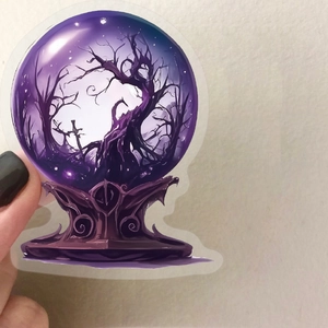 Waterproof purple crystal ball stickers with dark magic planet designs for scrapbooking