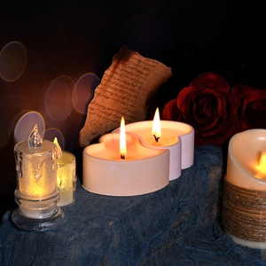 Romantische LED-kaarsenset met hartvormige houder en rustieke touwdetails