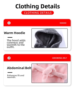 Detail showing soft flannel pet bathrobe with adjustable waist belt and warm hoodie