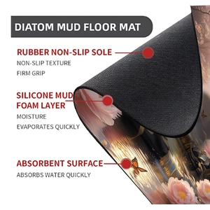 Detail der floralen Diatomeen-Matte mit rutschfestem Gummiboden und absorbierender Schicht