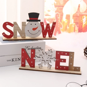 Décorations de Noël SNOW et NOEL en bois avec bonhomme de neige et flocons de neige