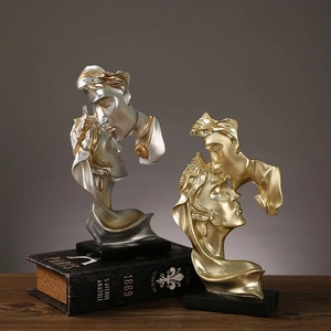 Modern Abstract Couple Kissing Statue Resin Figurine Nordic Style Home Decor Desktop Ornament Romantic Art Gift