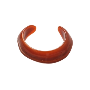 Minimalist wide open acrylic cuff bracelet in translucent amber finish for women