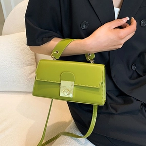 Women Small Square Shoulder Bag PU Leather Crossbody Handbag With Golden Lock Retro Style Fashion For Daily Use