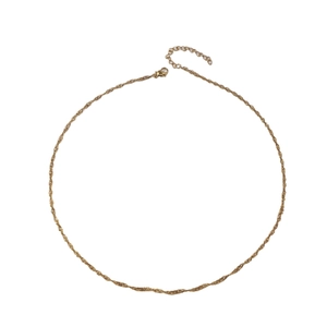 18K gold plated stainless steel water wave chain necklace with lobster clasp and extender