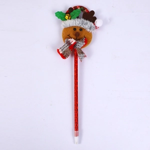 Stylo à bille de Noël avec corps en métal rouge et figurine de renne festive au sommet