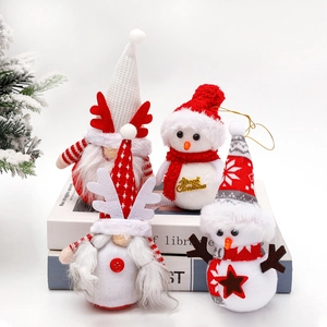 Christmas gnomes and snowmen plush figurines set for holiday floral bouquet decor