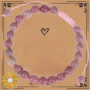 Pink natural stone beaded bracelet with yellow sunflower charm on Get Well Soon gift card