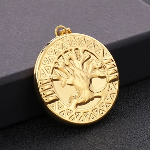 Golden Tree of Life stainless steel pendant necklace on a premium jewelry gift box