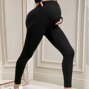 Maternity Leggings High Waist Belly Support Seamless Nylon Knit Butt Lifting Yoga Pants For Pregnant Women