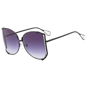 Stylish square oversized sunglasses with purple gradient lenses and pearl-accented metal temples