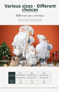 Tableau des tailles pour figurines Père Noël blanc scandinave en 30cm, 45cm et 60cm de haut