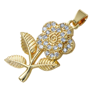 Elegant 18k gold plated rose pendant necklace featuring sparkling zircon gemstones