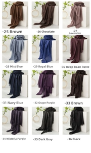 Detail view of cotton linen scarves in 12 colors with soft fringe and airy texture