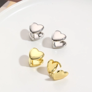 Minimalist Copper Double Sided Small Heart Huggie Earrings For Women Gold Silver Plated Heart Ear Hoops Jewelry Gift