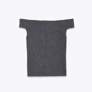 Off The Shoulder Ribbed Knit Top Polyester Acrylic Sleeveless Slim Fit Casual Solid Color Elegant Women