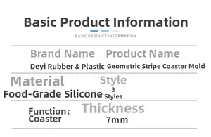 Detailed specifications for 7mm thick food-grade silicone geometric coaster resin molds