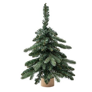 60cm mini desktop Christmas tree with dense green needles and natural wooden base